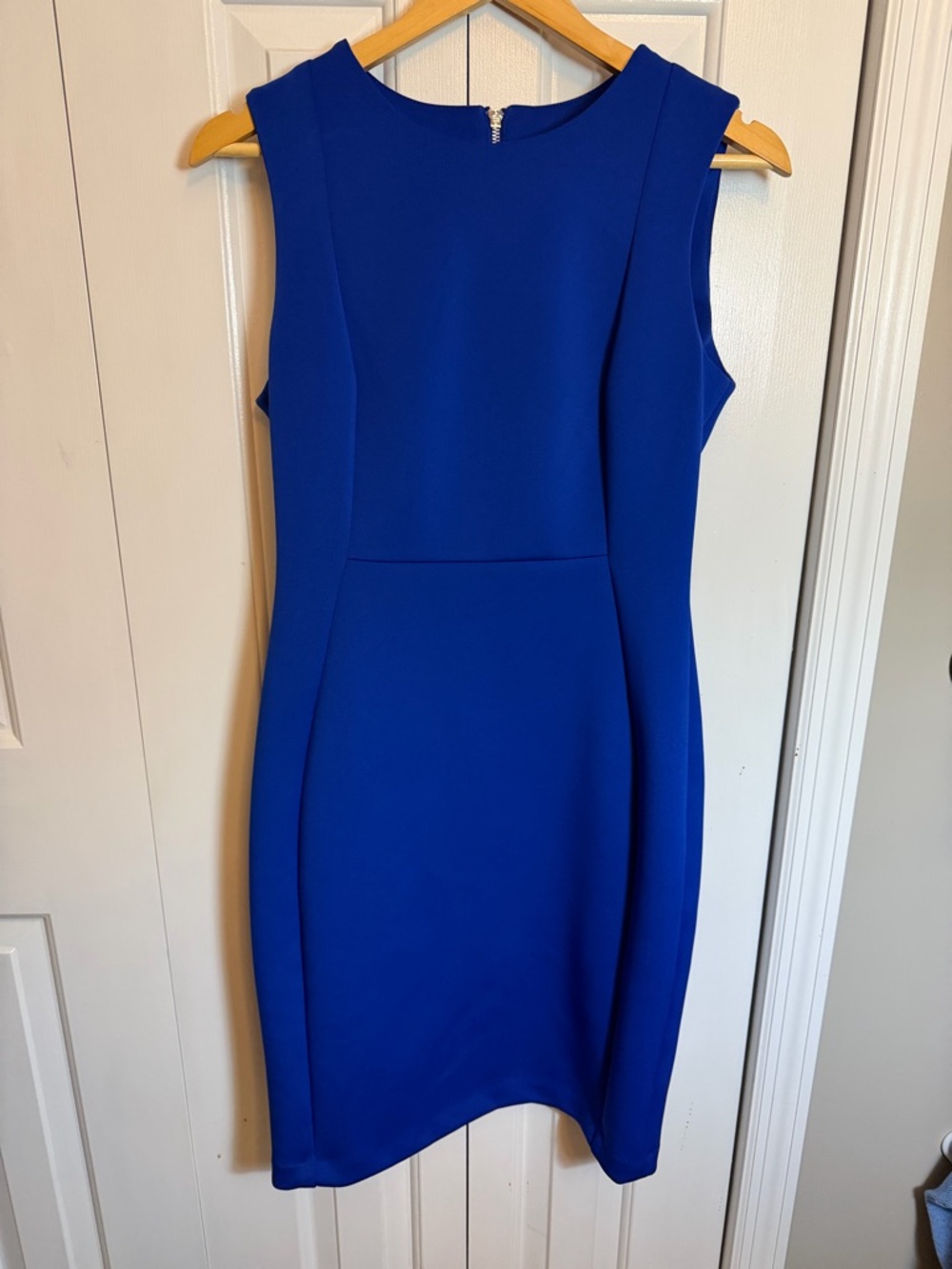 Calvin Klein Sleeveless Royal/Cobalt Blue Sheath Dress Gold Zipper 10